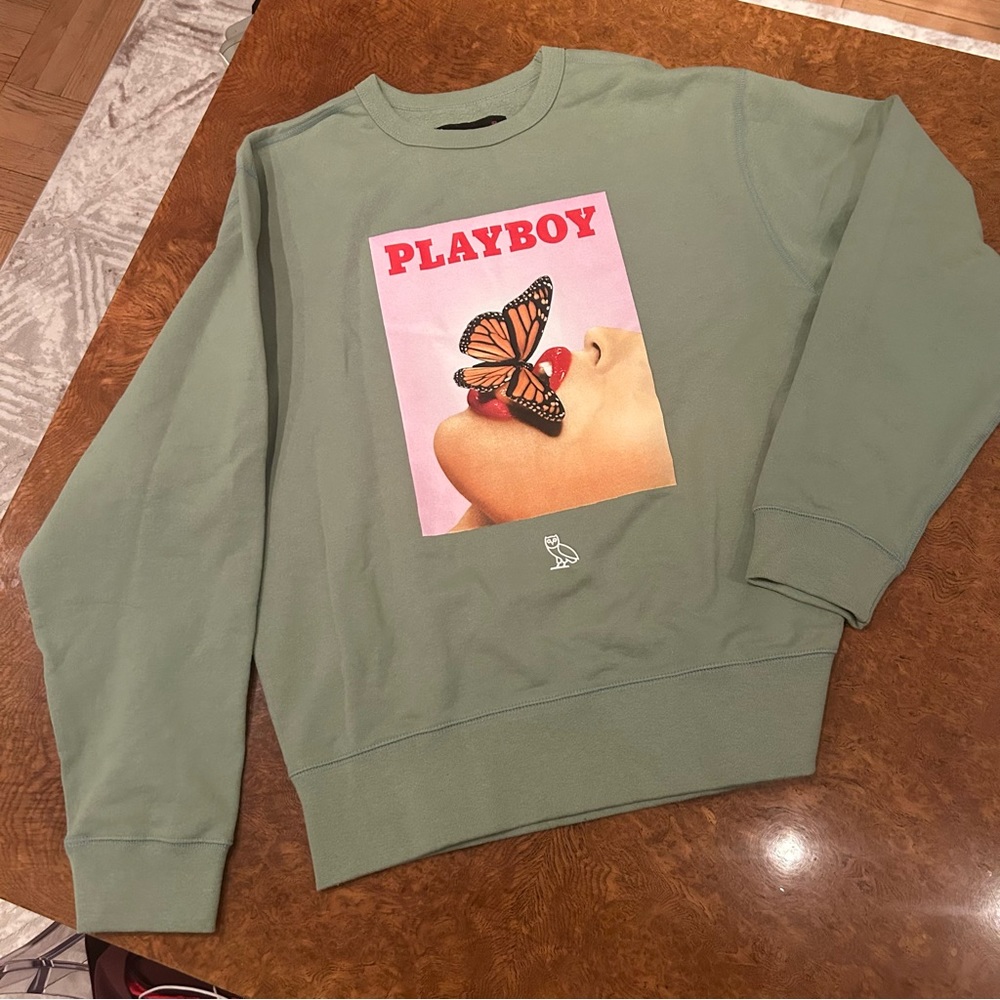 PLAYBOY Butterfly Kiss Sea Green Cotton Sweatshirt L
